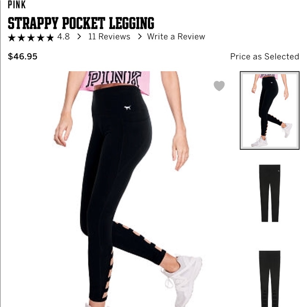 Pink pocket strapped leggings NWOT